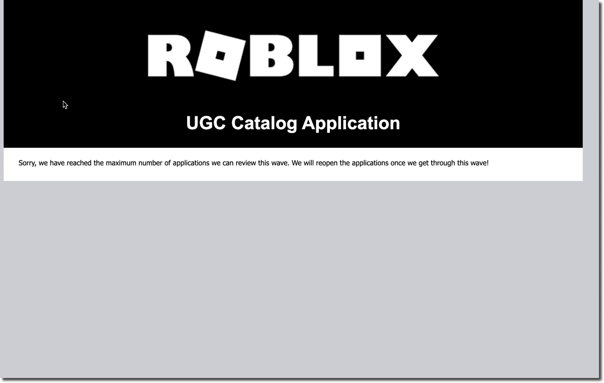 UGC catalog application form