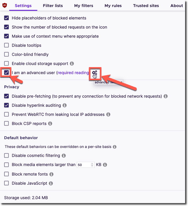 advanced ublock user