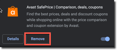 remove avast safeprice