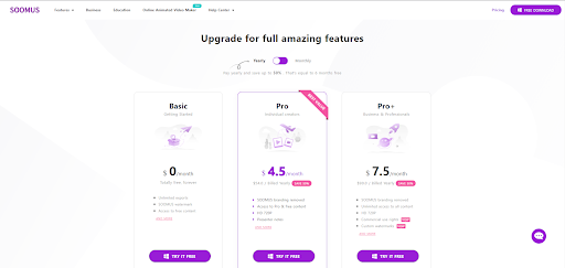 soomus pricing plans