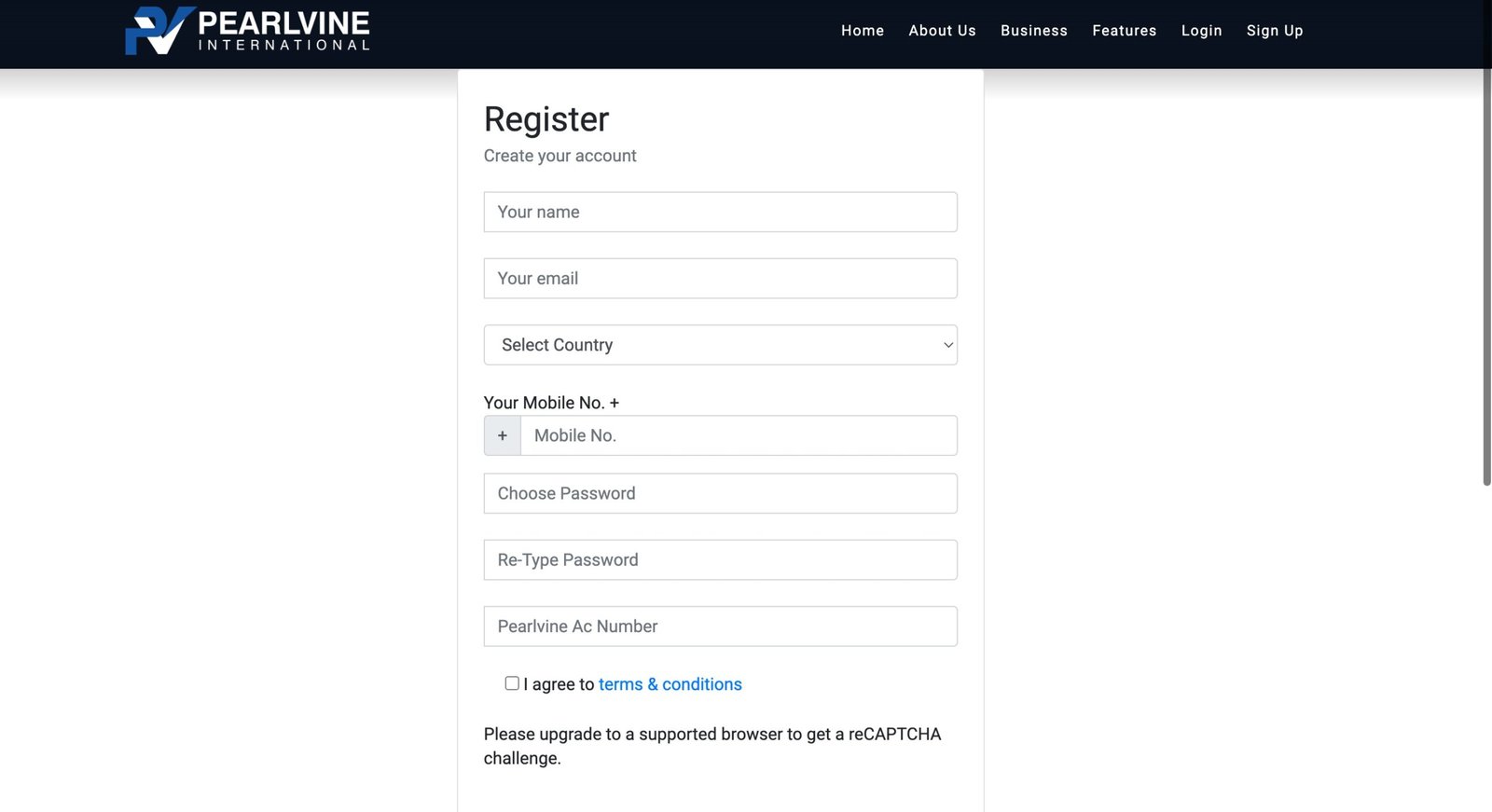 register on pearlvine com